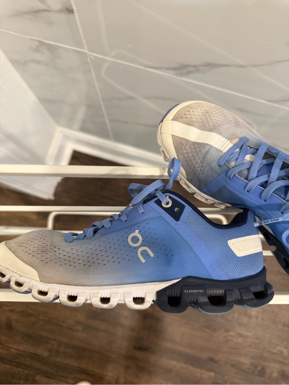 On Running Women's Light Blue and White CloudTec Sneakers